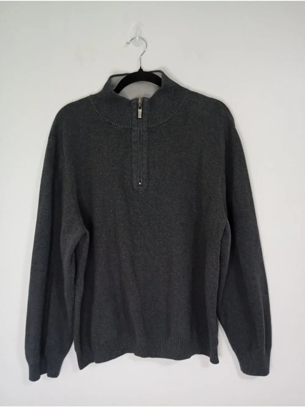 Structure Mens Charcoal 1/4 Zip Pullover Sweater XL 100% Cotton